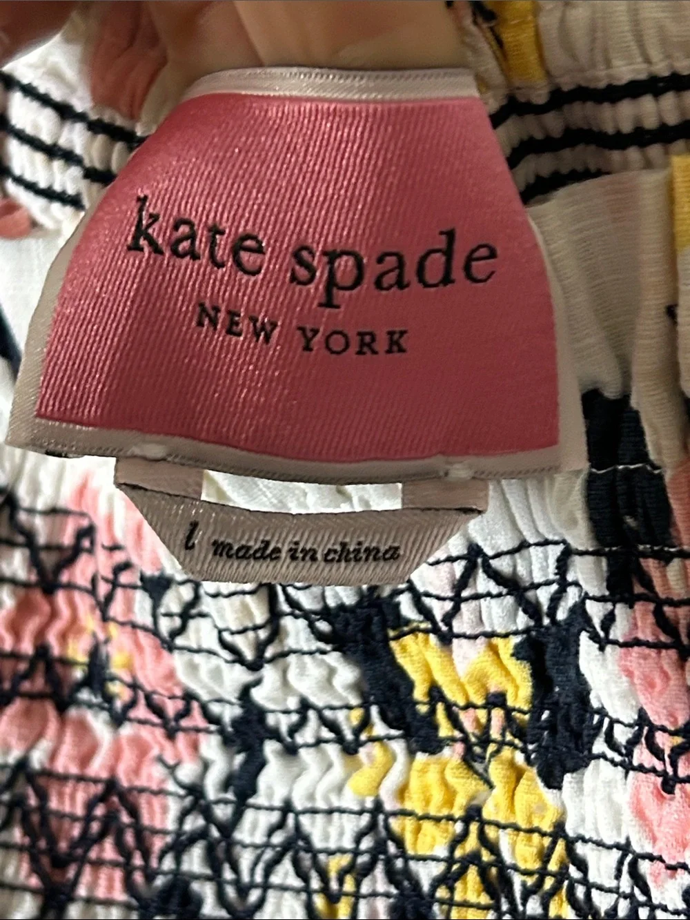 Kate Spade Lilly Blooms Puff Sleeve Peplum Top - Pink & Yellow